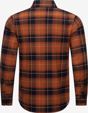 Ragwear Regular fit Button Up Shirt 'Checki' in Brown
