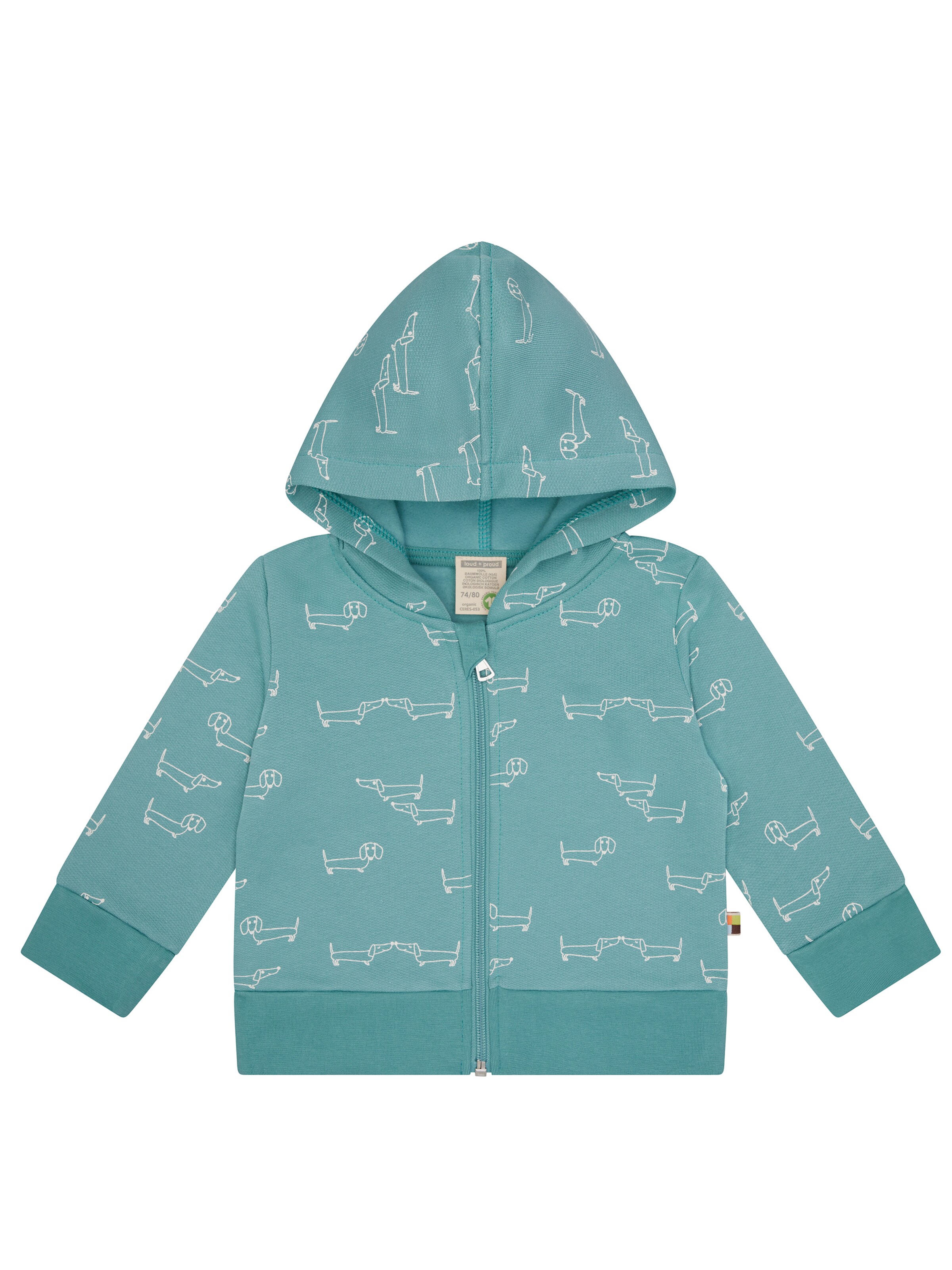 loud + proud Sweatjacke‌‌ in Grün: Vorderseite