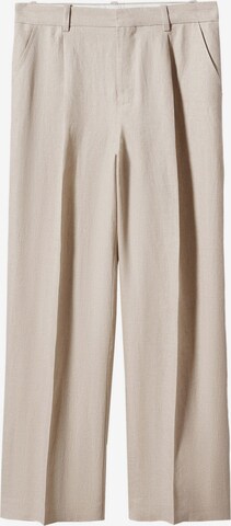 MANGO Tapered Bandplooibroek in Beige: voorkant