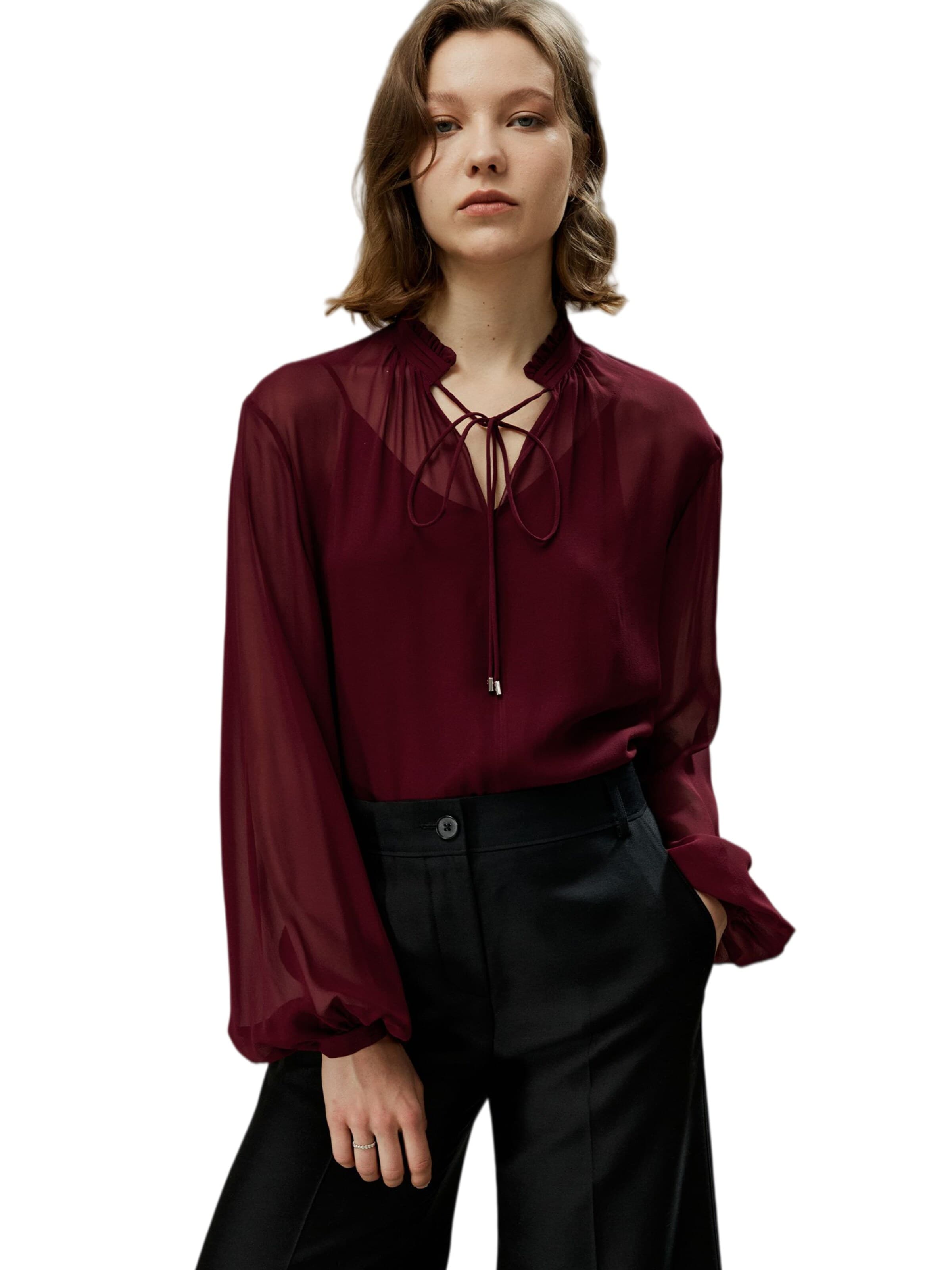Lilysilk Blouse 'Georgette' in Rood: voorkant