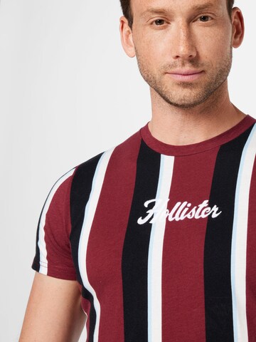 HOLLISTER T-Shirt 'CREW VERTICAL STRIPES' in Rot