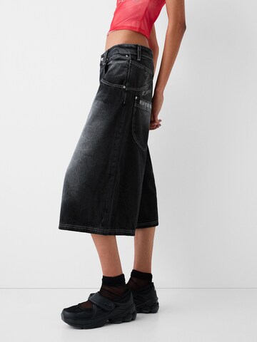 Bershka Wide Leg Shorts in Schwarz