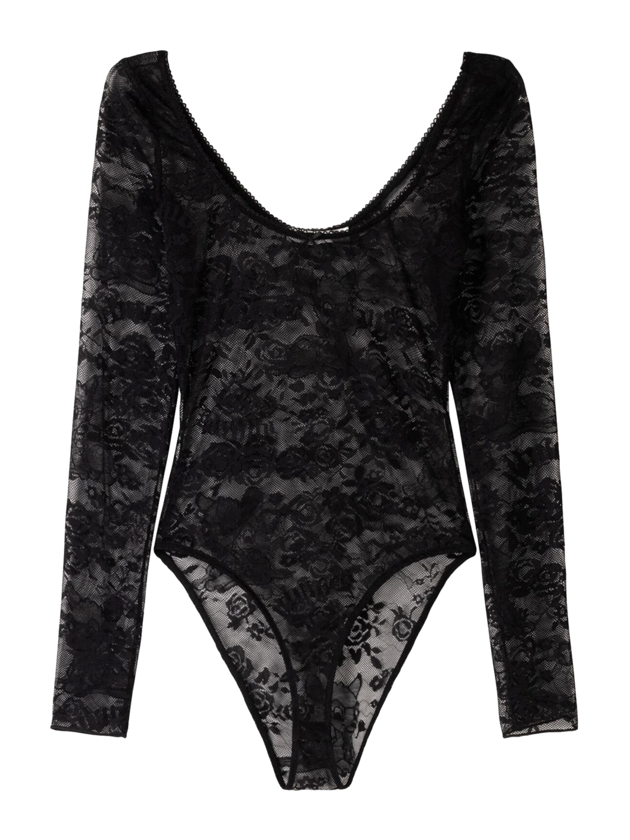 Bershka Shirt bodysuit in Black: front