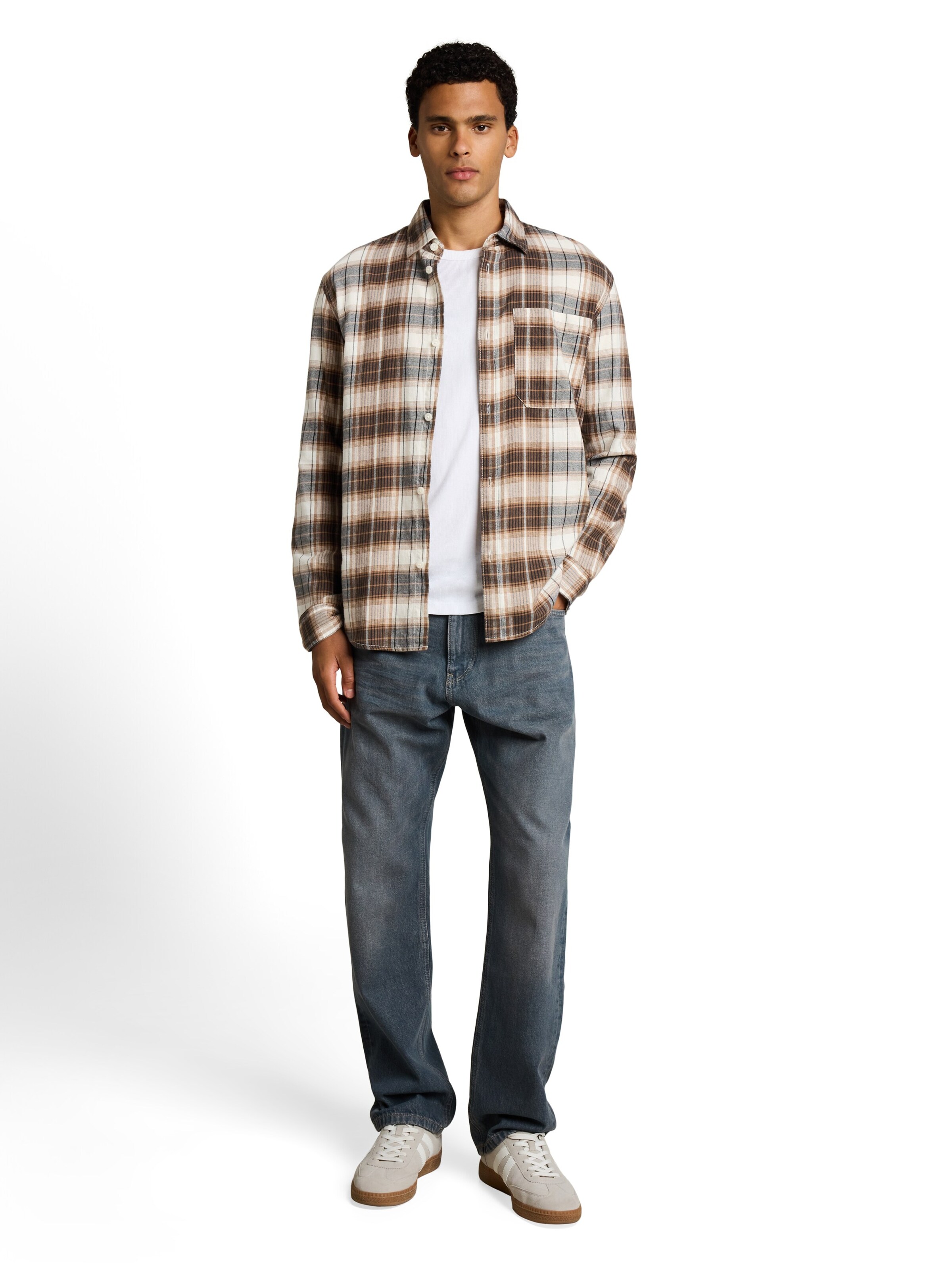 TOM TAILOR DENIM Классический крой Рубашка в Коричневый