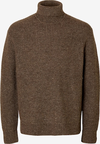 SELECTED Neulepaita 'SLHLand' värissä ruskea: etupuoli