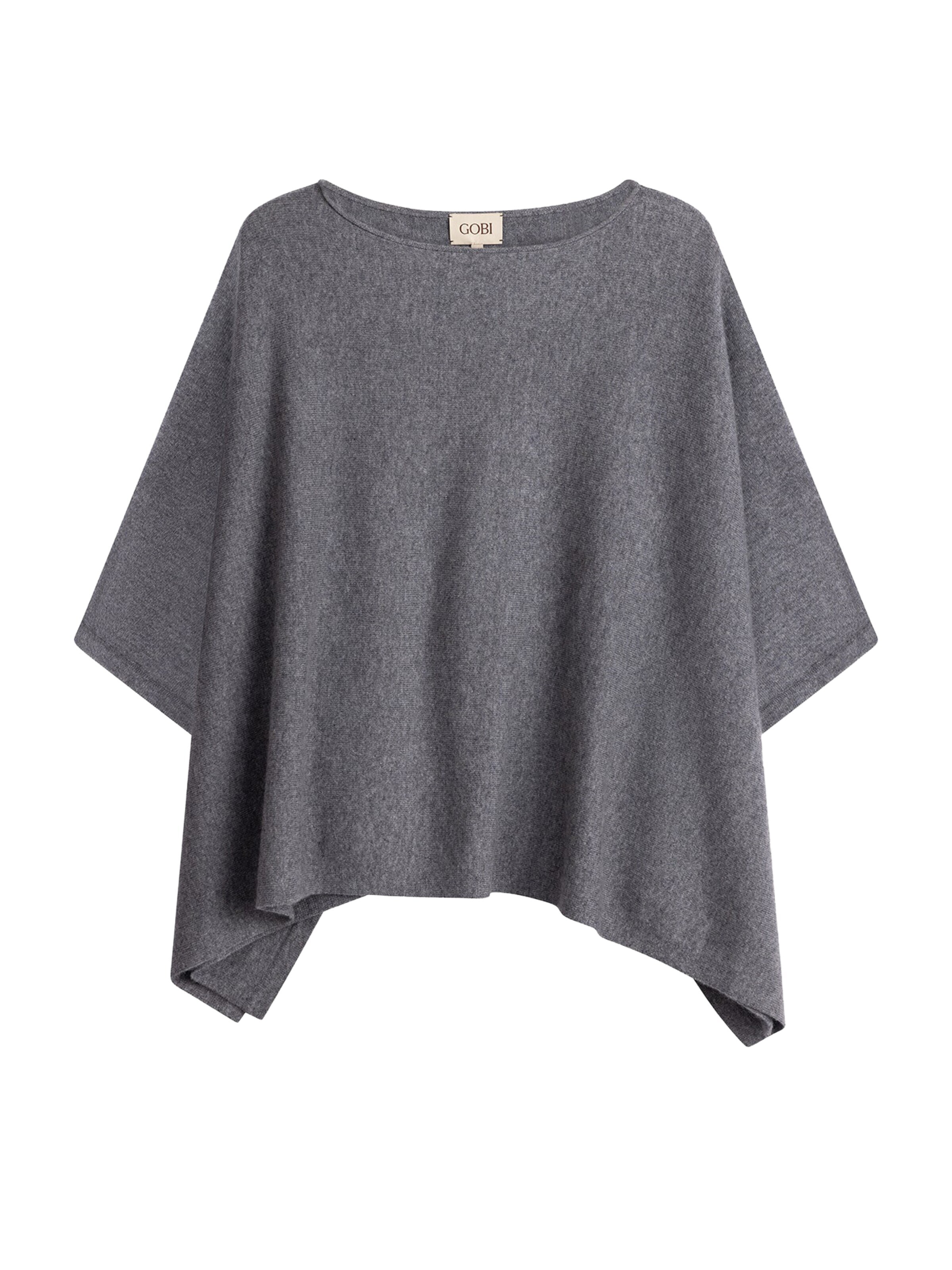 GOBI Cashmere Sweater 'Women's Boat-Neck Cashmere Poncho' in Grey: front