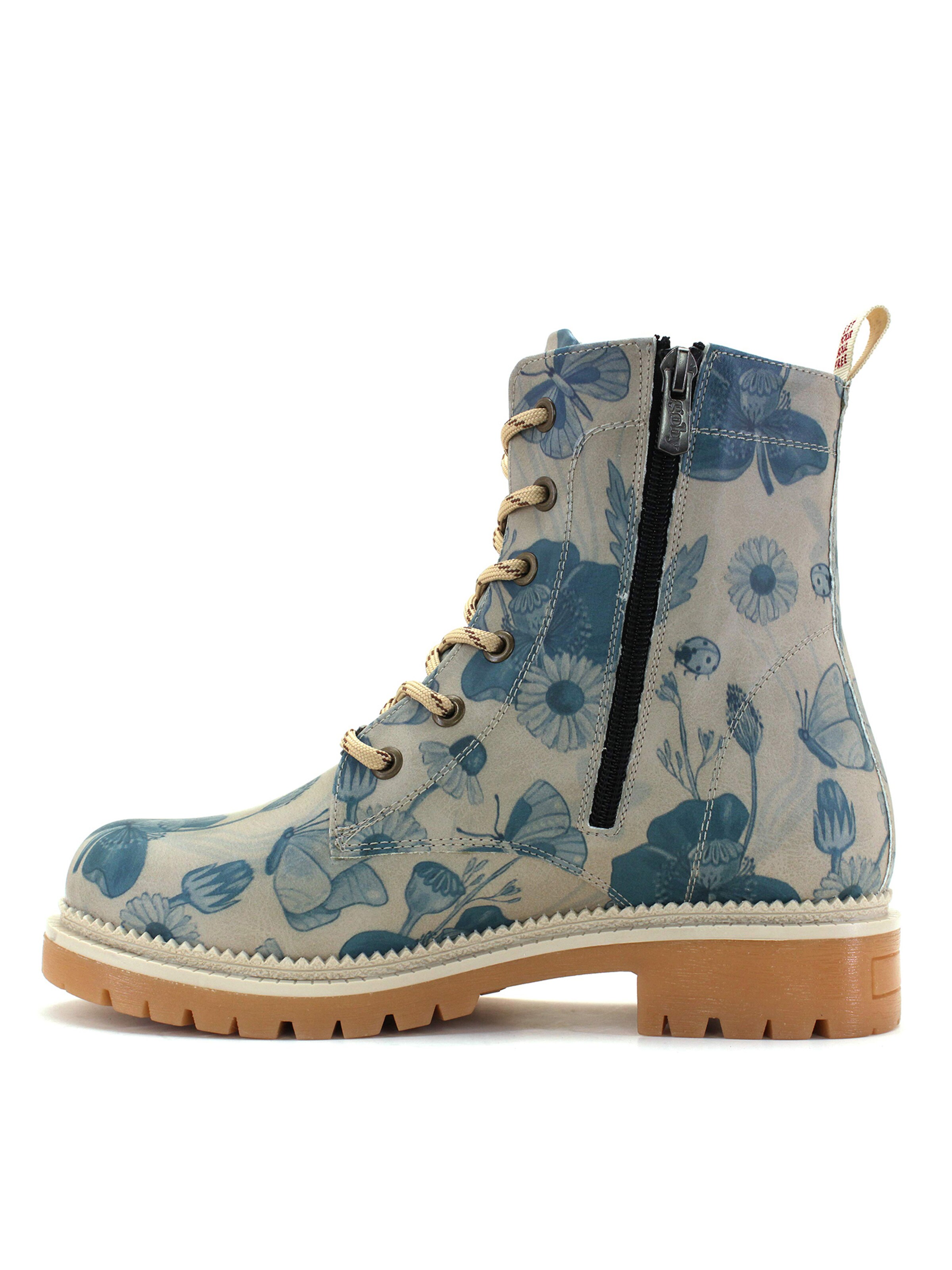 Goby - Botas con cordones 'Women's shoes Goby Ankle boots NJR160 with blue flowers' en azul