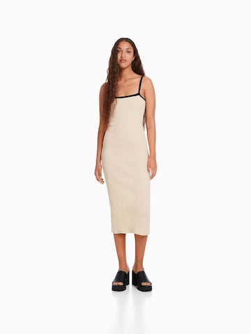 Bershka Knitted dress in Beige