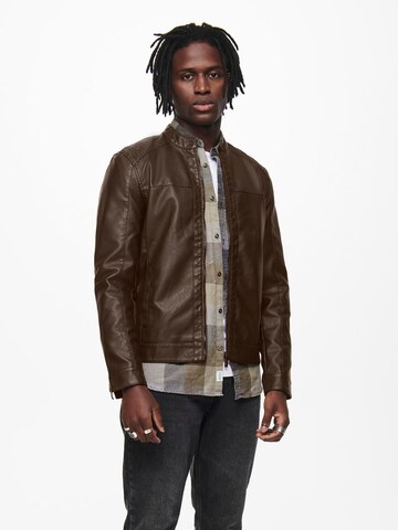 Only & Sons Regular fit Between-Season Jacket 'ONSMIKE' in Brown: front