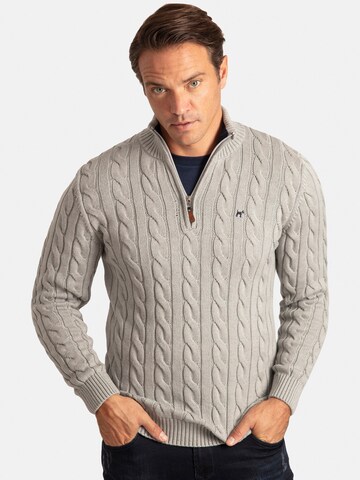 Williot Hair Braid Pattern Half Zip Soft Touch pullover in Grau