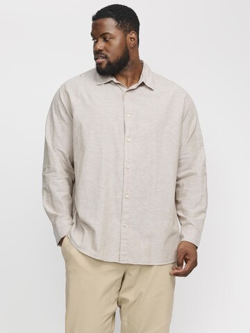 Jack & Jones Plus Regular fit Button Up Shirt 'JJEBreeze' in Beige: front