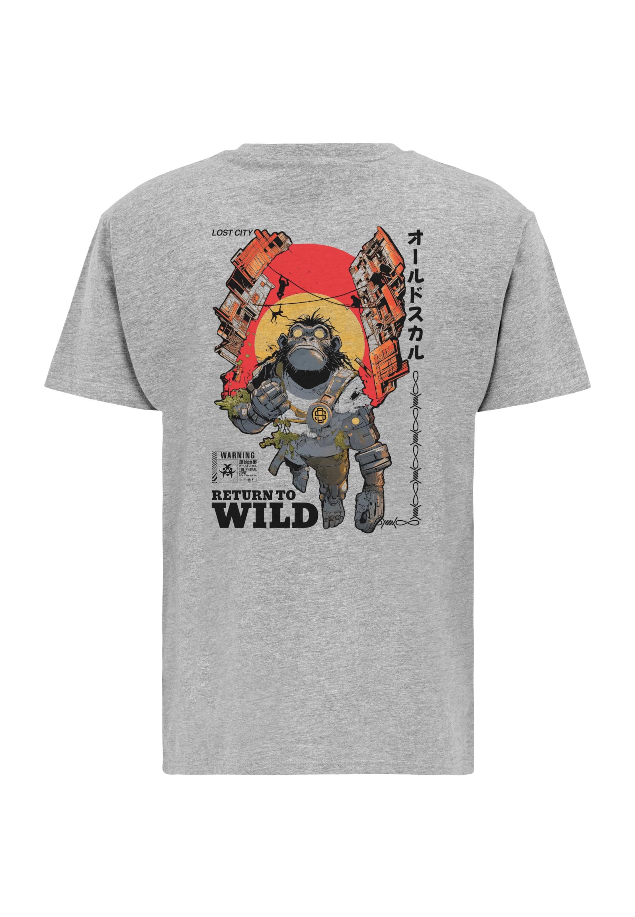 Oldskull Shirt 'Wrldvibe Return to Wild Graphic' in Grey: front