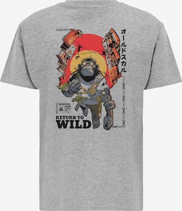 Oldskull Shirt 'Wrldvibe Return to Wild Graphic' in Grey: front