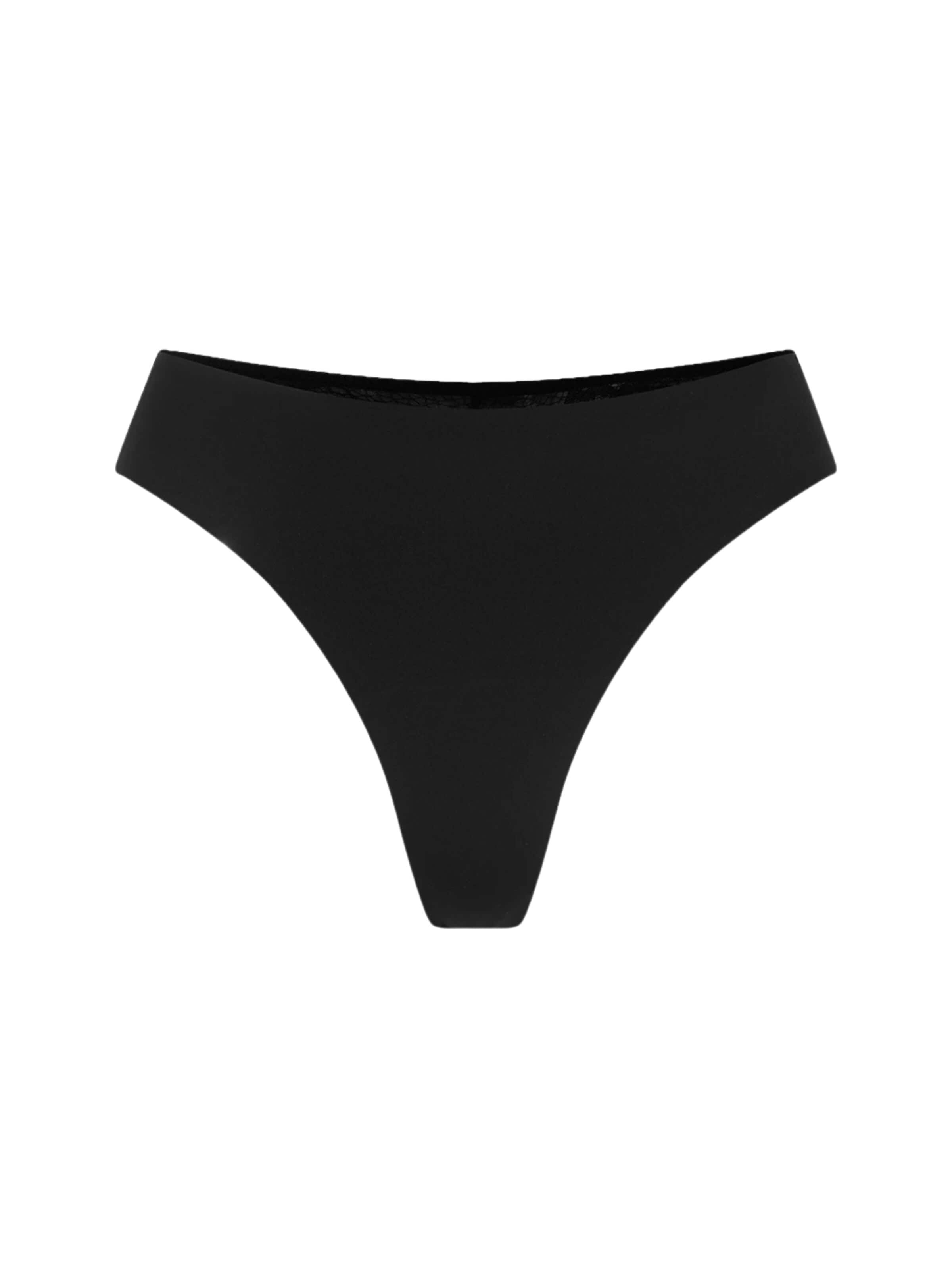 cfab (formerly creamy fabrics) String 'Tanga mit Spitze' in Zwart: voorkant