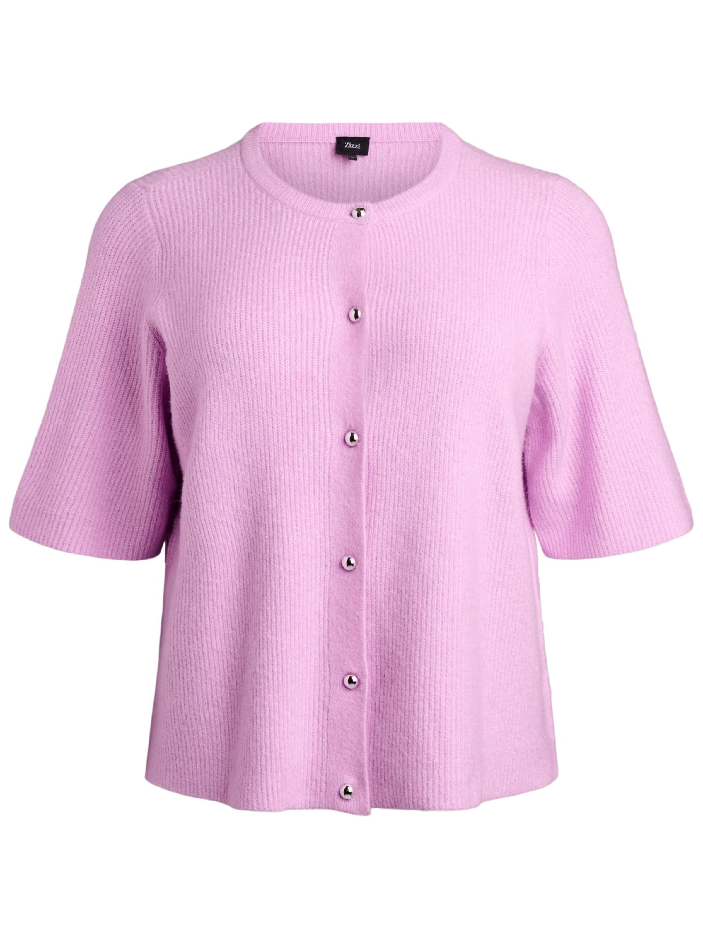 Zizzi Gebreid vest 'Cavista' in Lila: voorkant