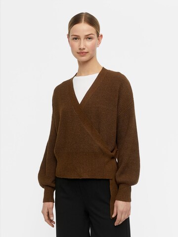 OBJECT Strickjacke 'Malena' in Braun: Vorderseite