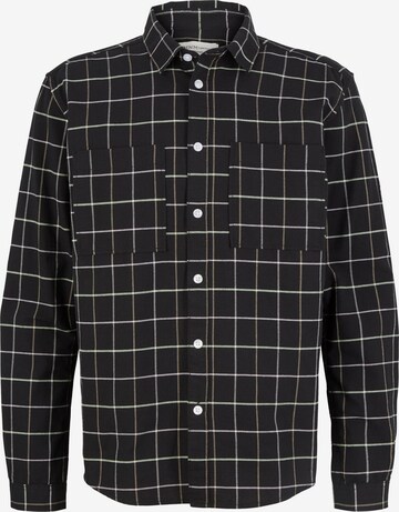 TOM TAILOR DENIM Comfort fit Button Up Shirt in Black: front