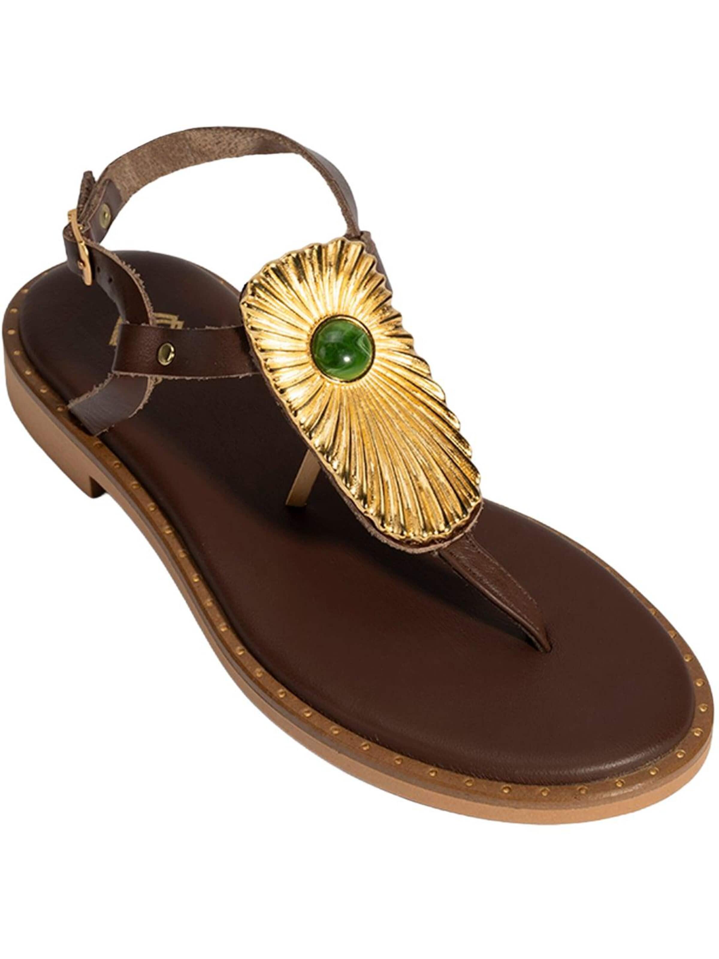Desa T-Bar Sandals 'Zehenring-Sandalen' in Brown: front