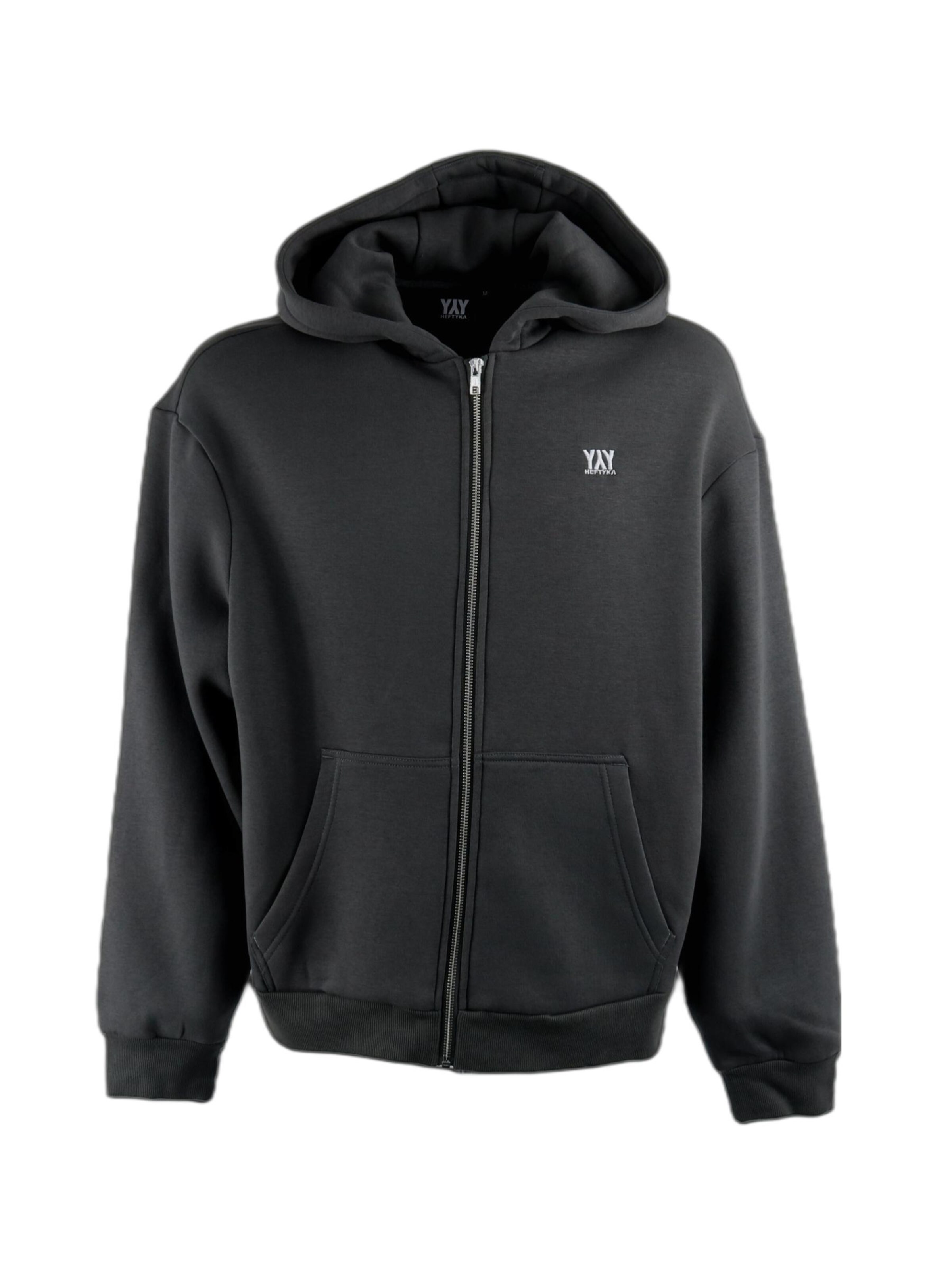 HEFTYKA Zip-Up Hoodie in Grey: front