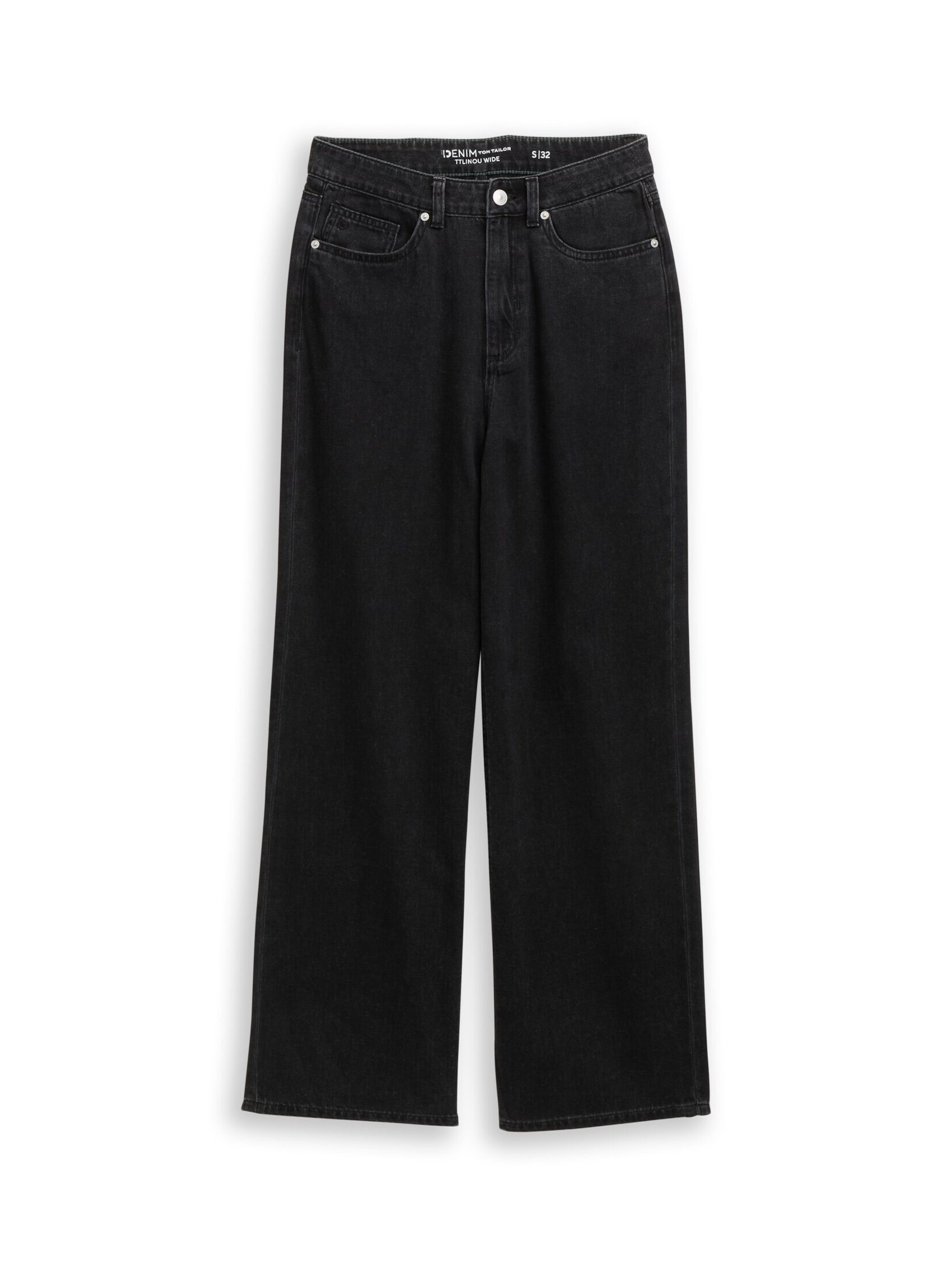 TOM TAILOR DENIM Wide Leg Jeans 'Linou' in Schwarz: Vorderseite