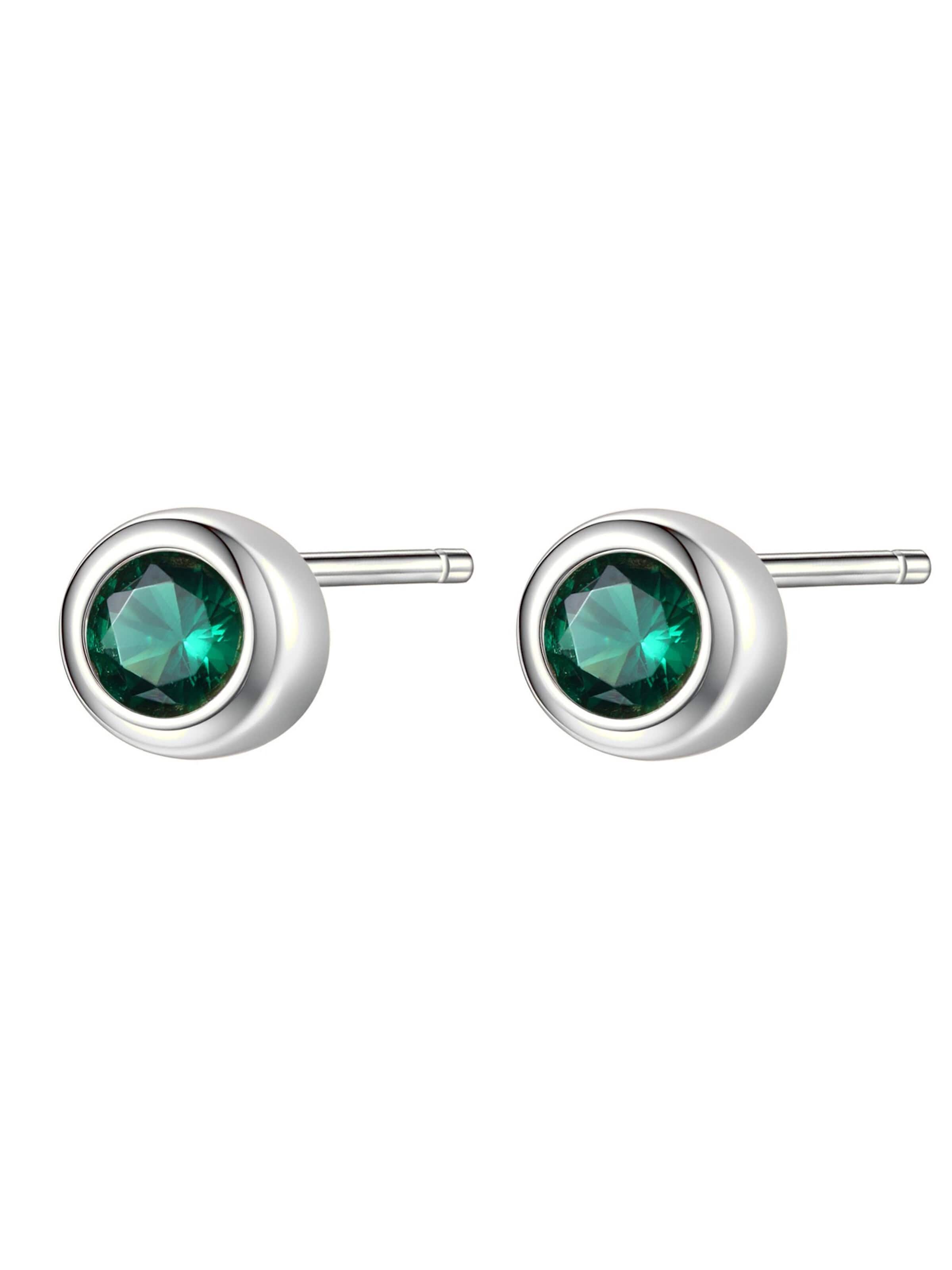 Orecchini 'Emerald Bezel Cubic Zirconia' di Hey Happiness in argento