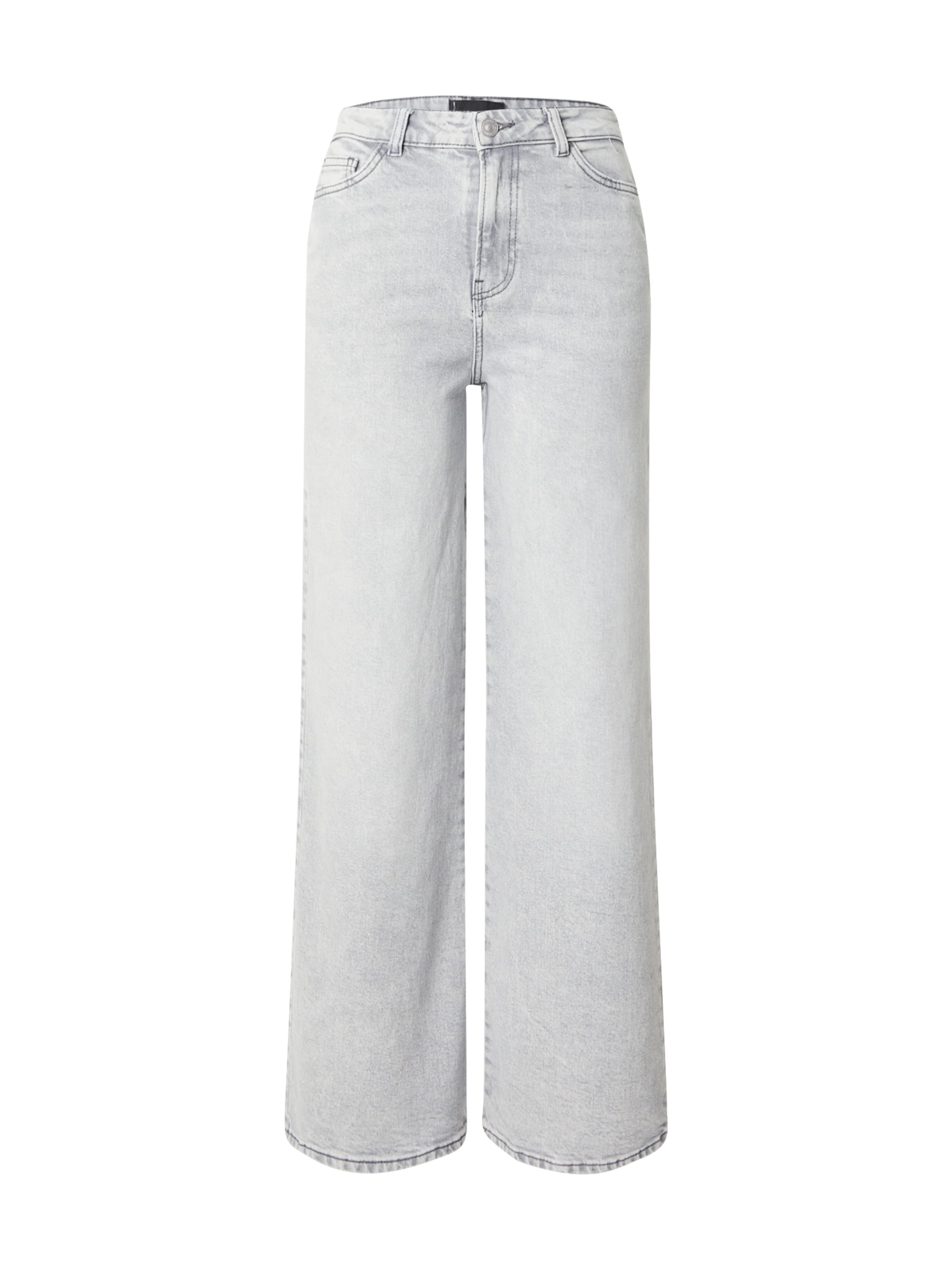 PIECES Wide leg Jeans 'PCSELMA' in Grey: front
