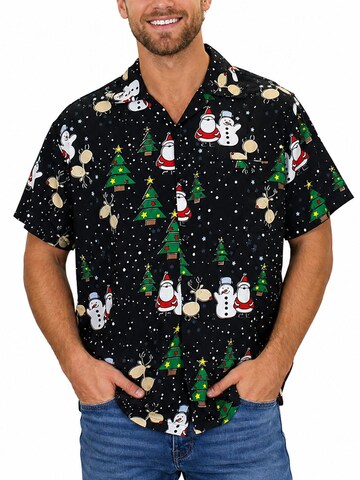 Regular fit Camicia 'Christmas Buddies' di King Kameha in nero