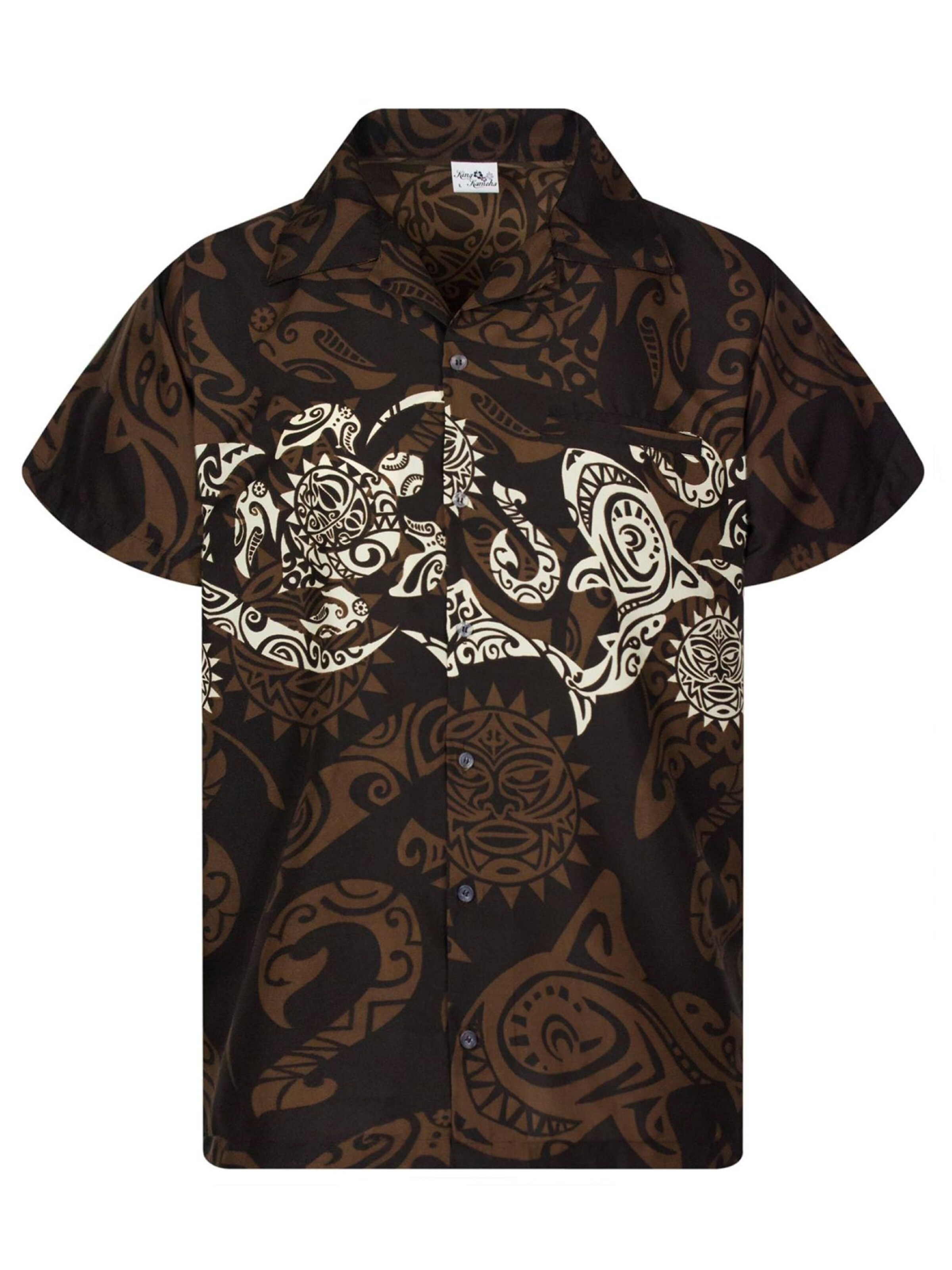 Maglietta 'Maori Chest' di King Kameha in marrone: frontale