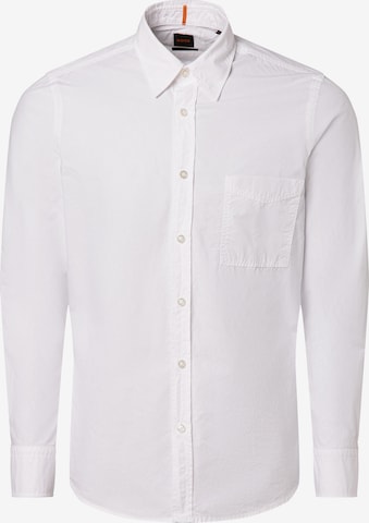 BOSS Orange - Regular Fit Camisa 'Relegant 6' em branco: frente