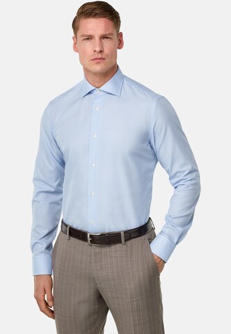 Boggi Milano Regular fit Overhemd in Blauw: voorkant
