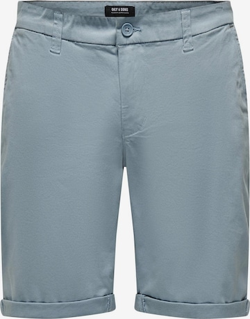 Regular Pantalon chino 'Peter' Only & Sons en bleu : devant