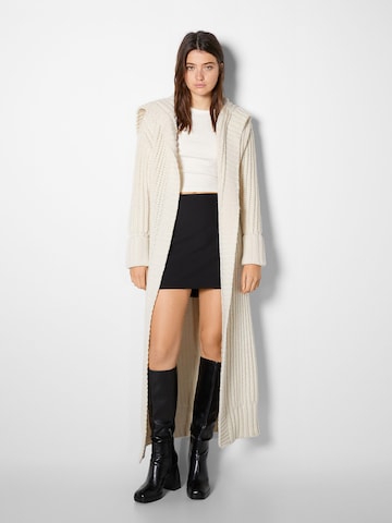 Bershka Knitted coat in White