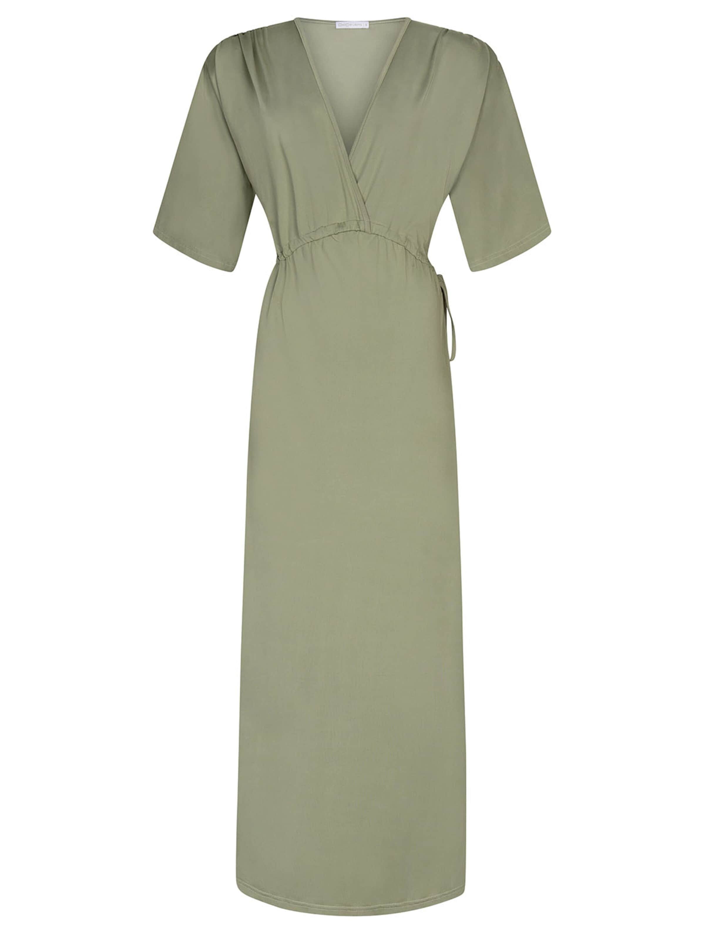 Chic by Lirette Jurk 'Kimono Lotus Natural' in Groen: voorkant