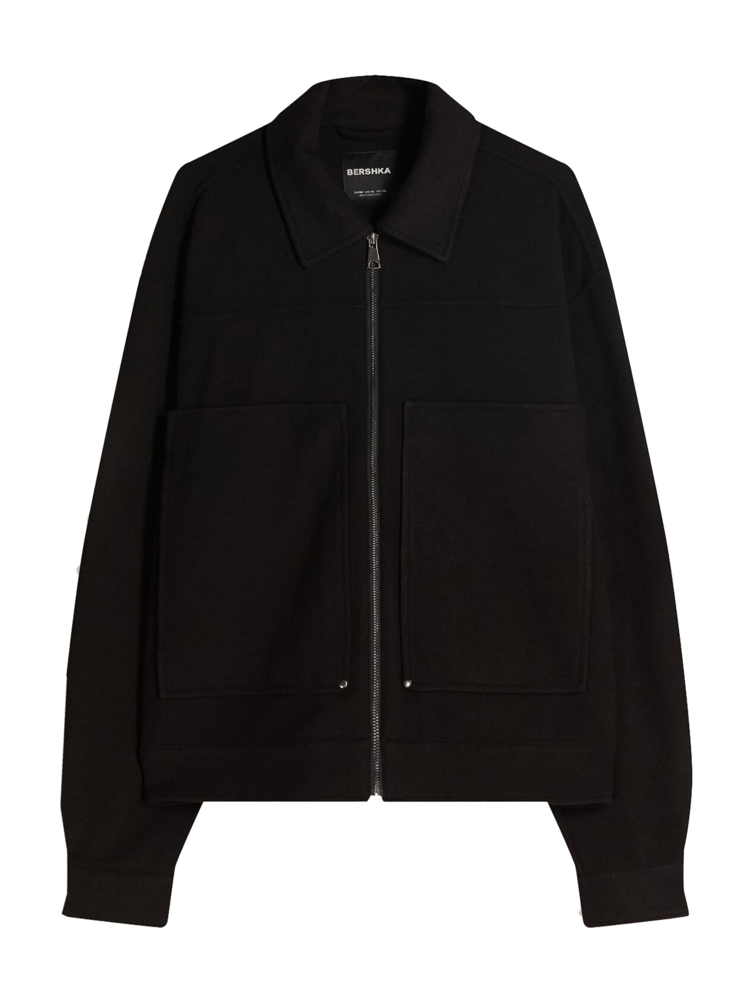Bershka Přechodná bunda – černá: přední strana