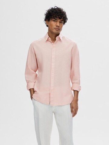 Coupe slim Chemise business SELECTED HOMME en rose : devant