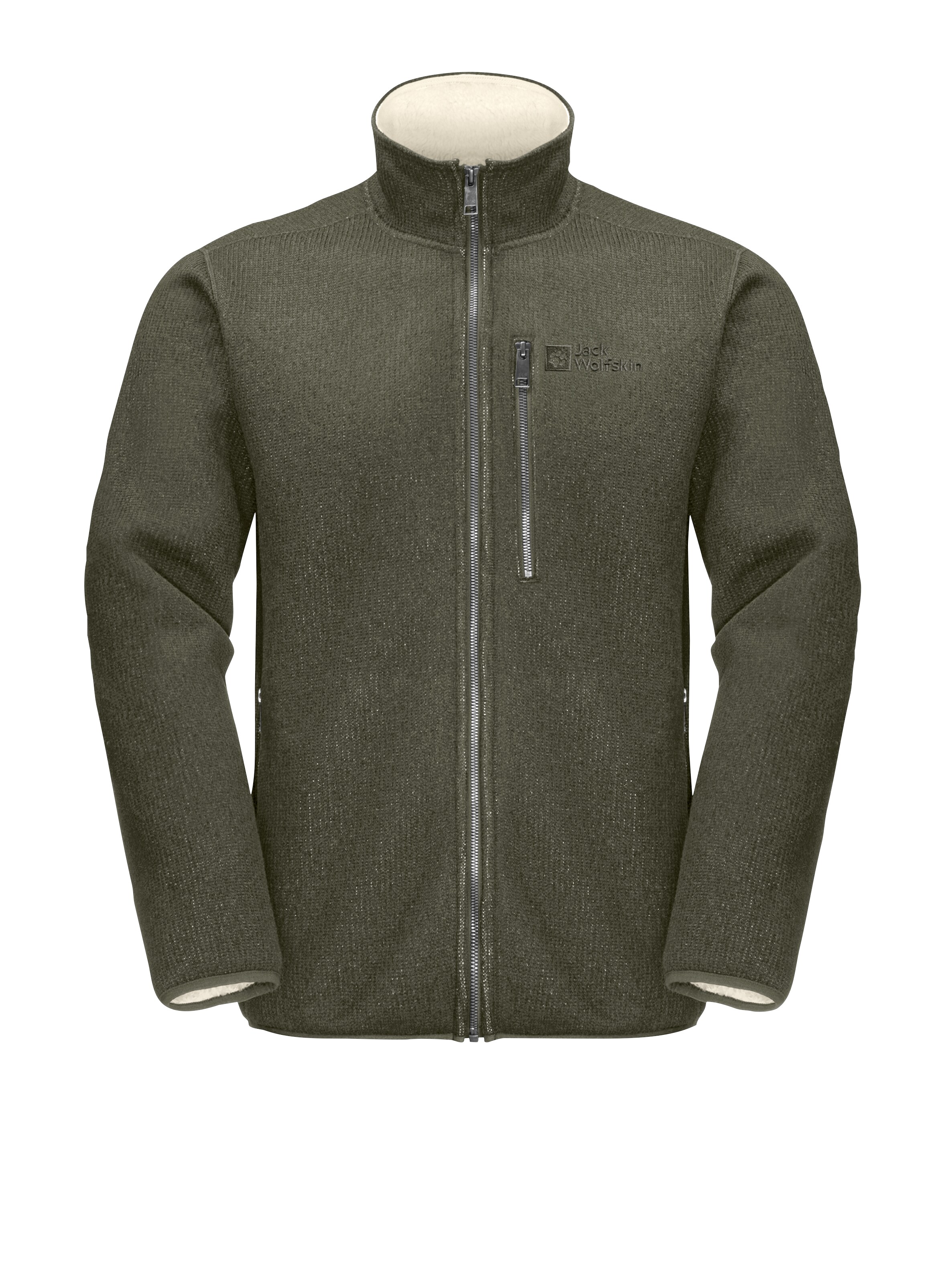 JACK WOLFSKIN Athletic Fleece Jacket 'Robson Fjord' in Green: front