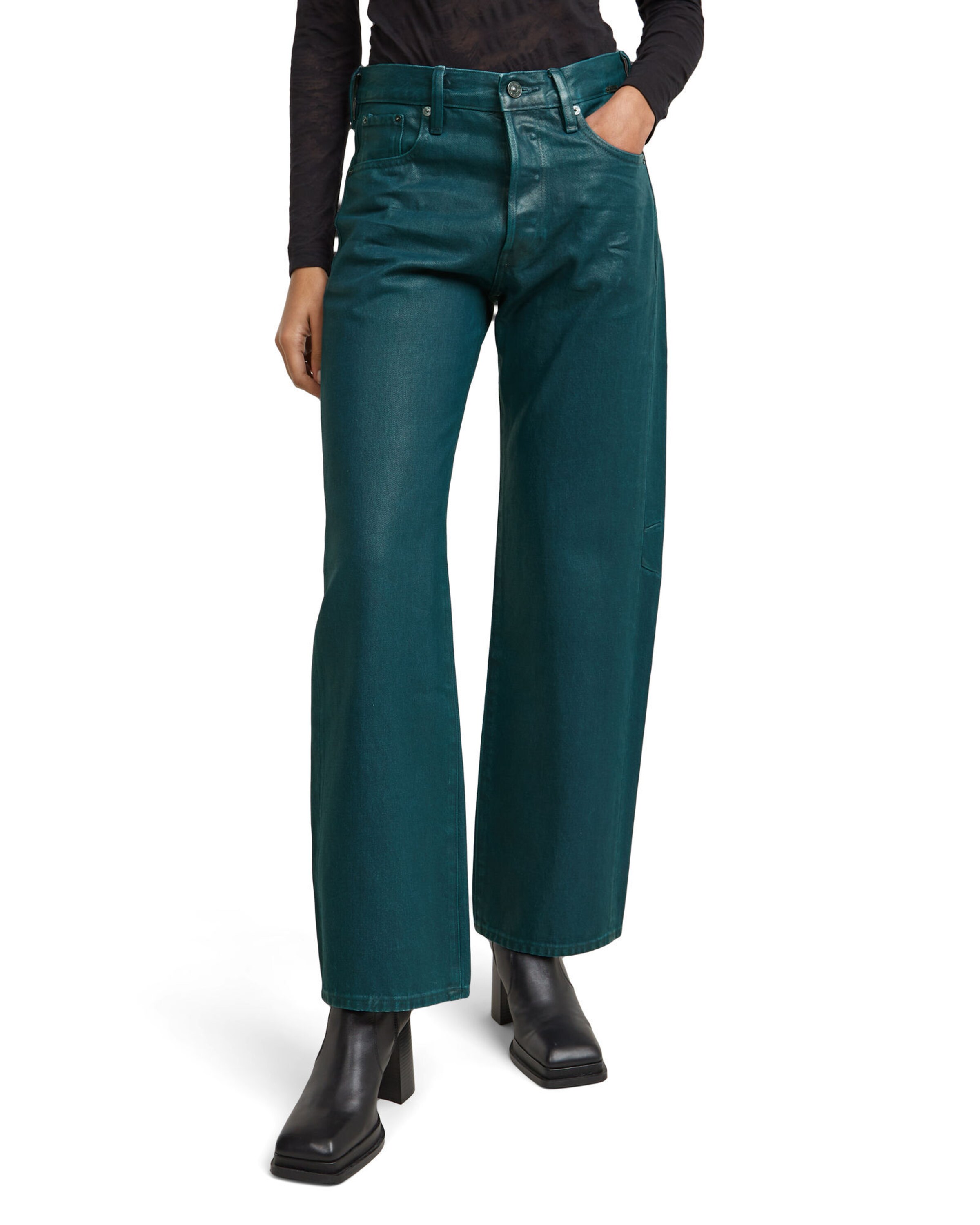 G-STAR Loosefit Jeans in Groen: voorkant