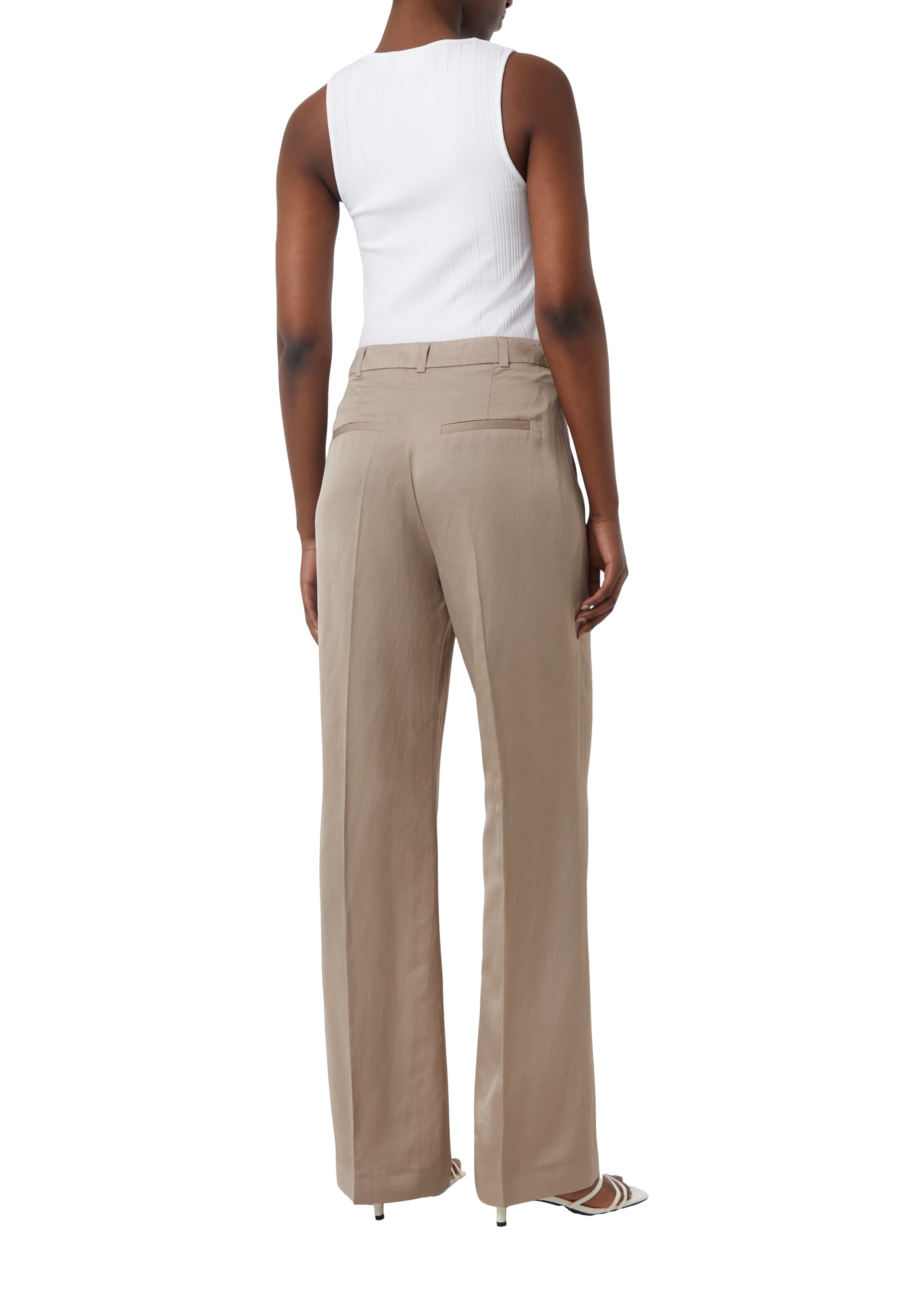 COMMA Zvonové kalhoty Kalhoty s puky – béžová