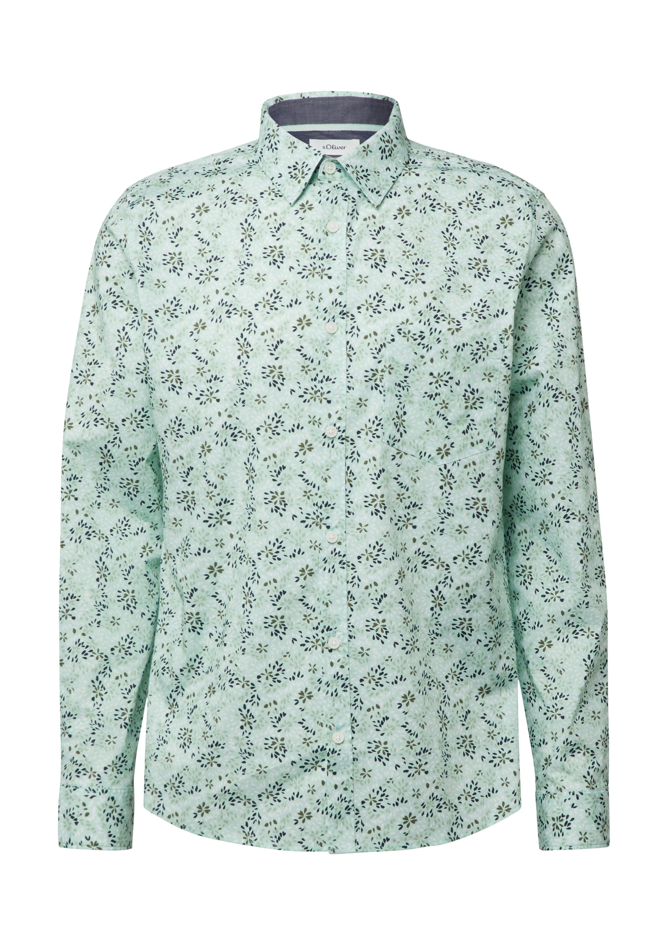 s.Oliver Slim Fit Hemd in Grün: Vorderseite