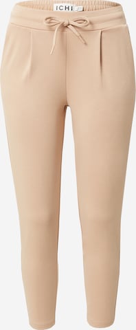 ICHI Pleat-Front Pants 'KATE' in Beige: front