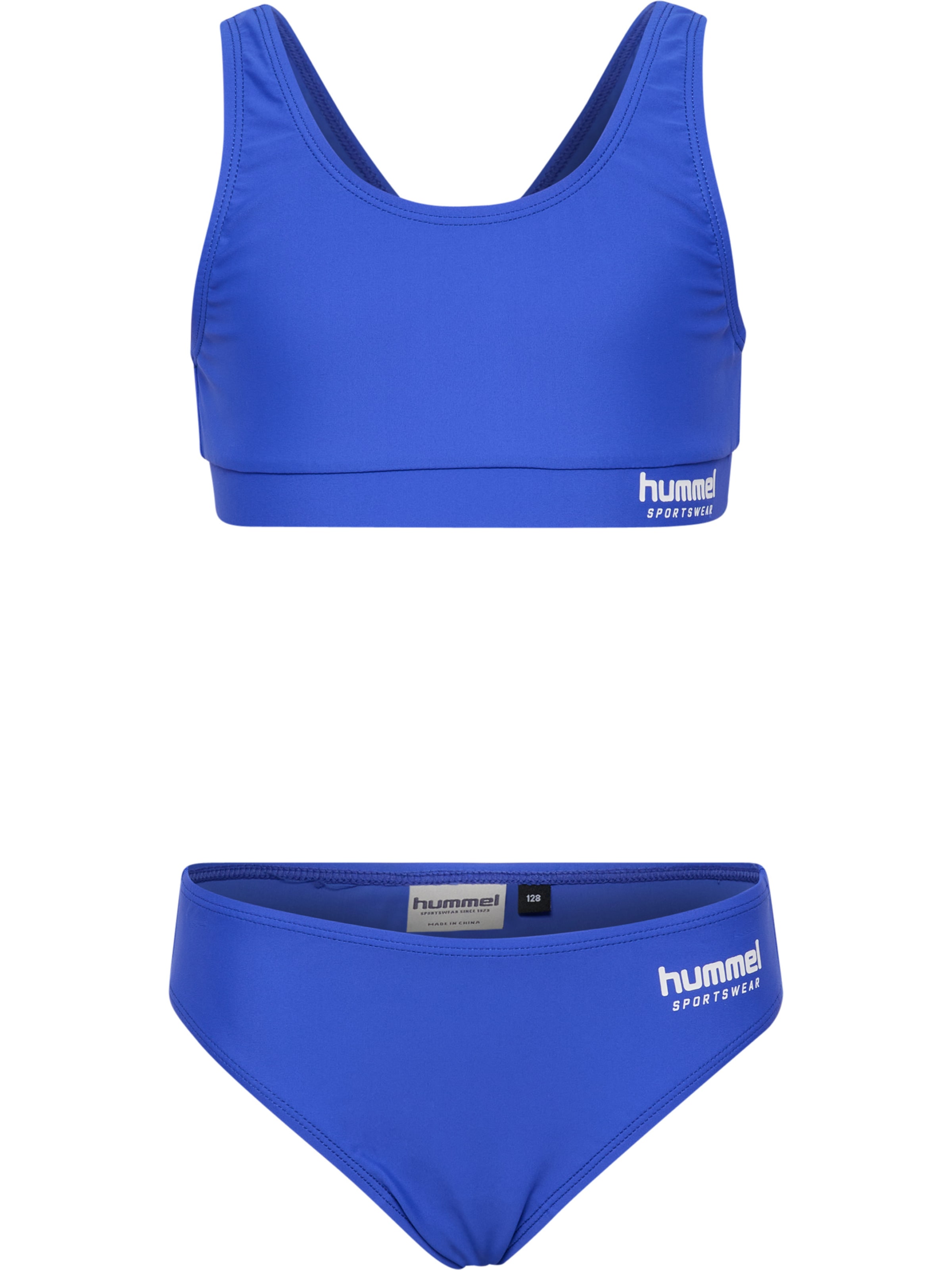Hummel Bustier Bikini 'JR Solid' in Blauw: voorkant