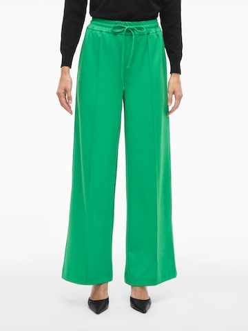 VILA Wide Leg Bukser 'VICLUA' i grøn: forside