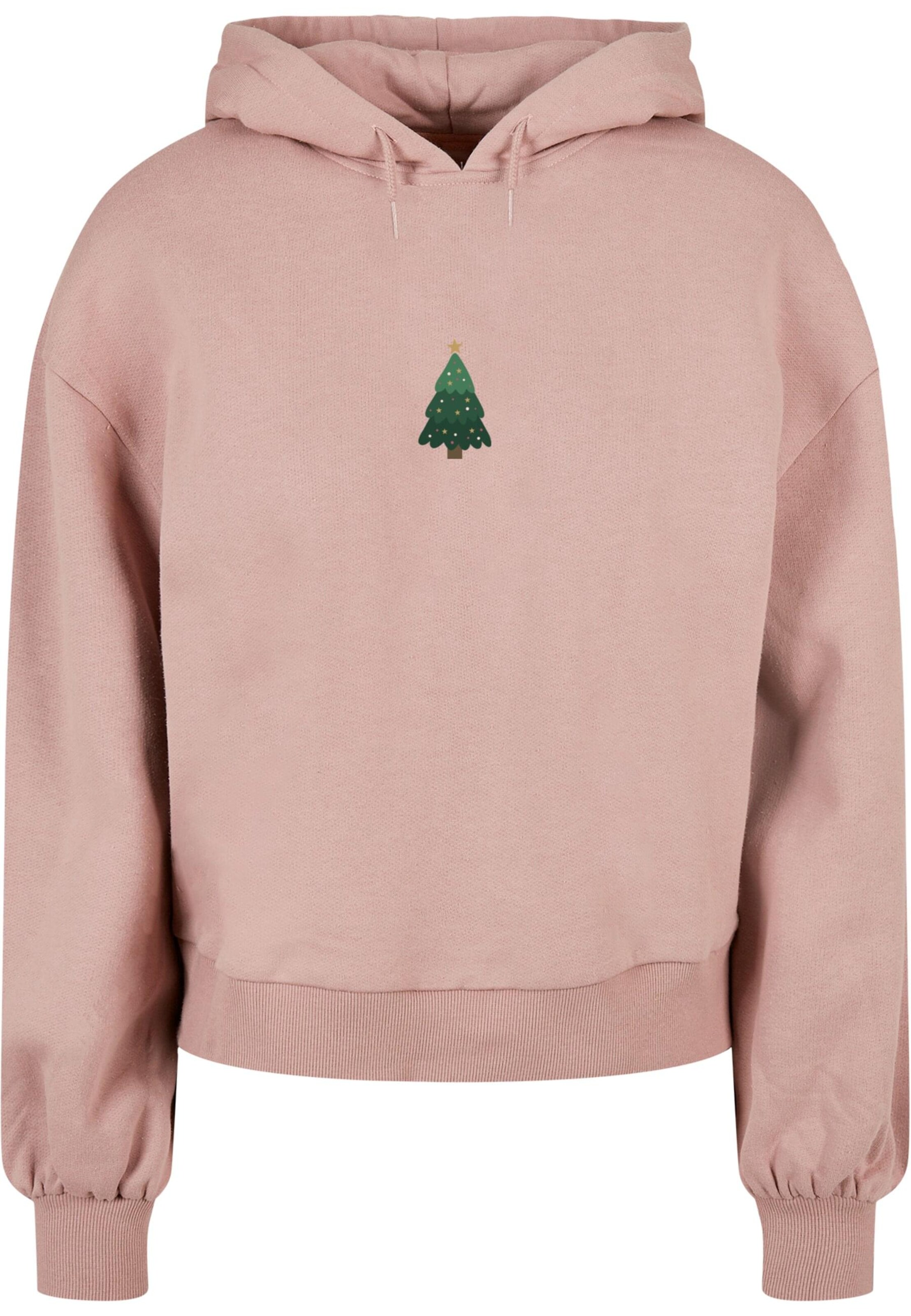 Merchcode Sweatshirt 'Christmas Holly Jolly Mood' in Roze: voorkant