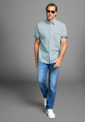 Man's World Comfort fit Button Up Shirt in Blue