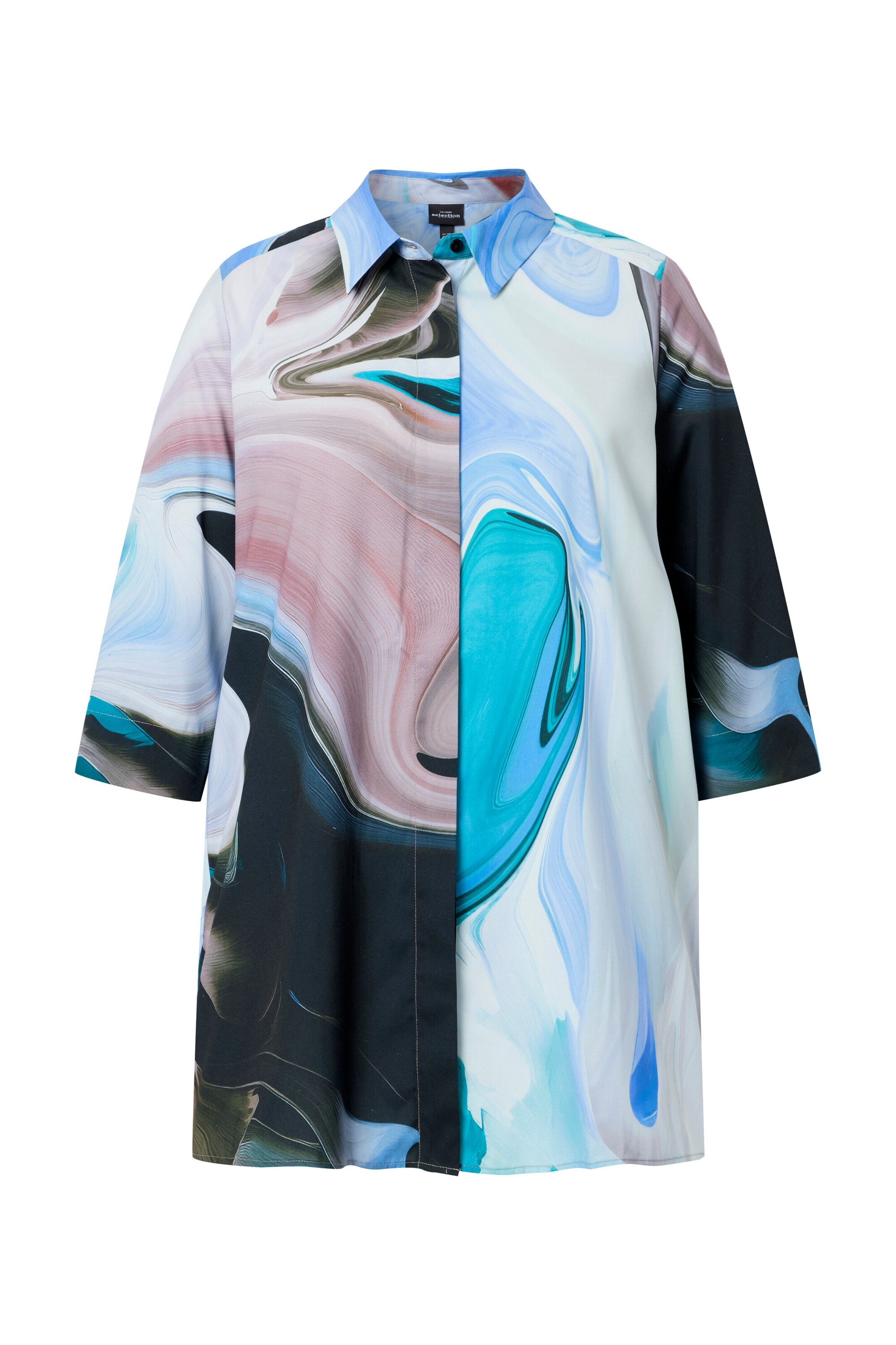Ulla Popken Bluse in petrol / mischfarben, Produktansicht