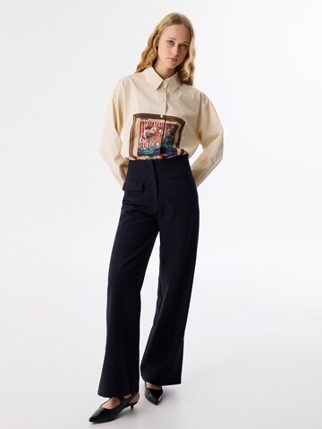 Twist Wide leg Broek in Blauw: voorkant