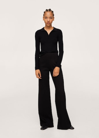 MANGO Wide leg Broek 'Planito' in Zwart