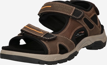 TOM TAILOR Hiking Sandals in Brown: front