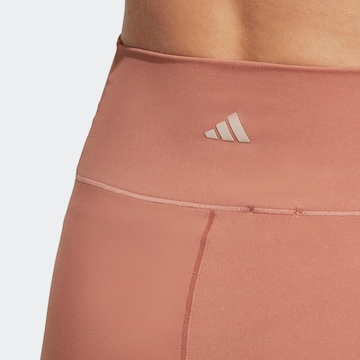 ADIDAS PERFORMANCE Skinny Workout Pants 'Studio Luxe' in Brown