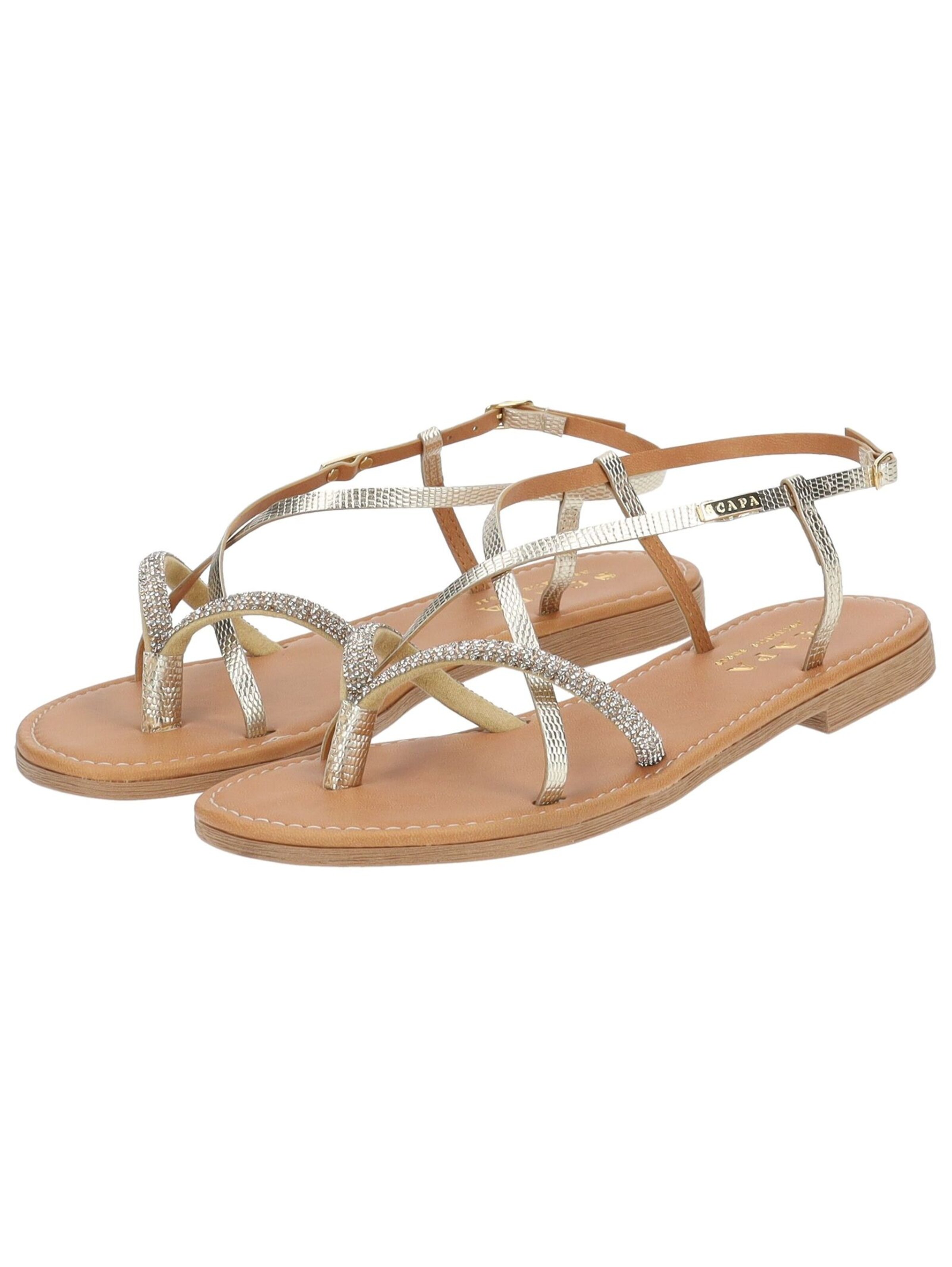 SCAPA T-Bar Sandals in Gold